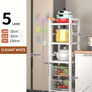 Vielseitiges Modernes Design Nachhaltiges Mehrstöckiges Metall-Küchenregal mit Körben und Rollen für Vielseitige Gemüse- und Obstaufbewahrung - Product Image 2