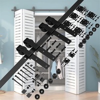 Kit de rail de quincaillerie de porte de grange bi-pliante de qualité fiable porte de charnière de cintre coulissante montée sur le dessus pour placard d'armoire