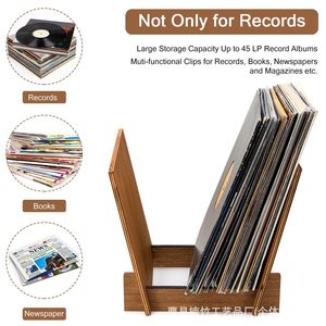 Wooden Foldable <b>Record</b> Holder Vinyl Display Rack Desktop Organizer CD Storage <b>Stand</b> Retro Color Single Layer - Product Image 1