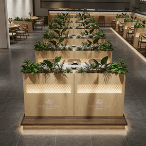 Separador de Plantas de Madera Personalizable con Logotipo para Colocar en las Separaciones de Plantas de Restaurantes y Cafeterías que Brindan Privacidad - Product Image 4
