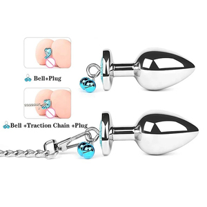 Plug Anale in Lega di Alluminio MOGlovers con Campanello e Guinzaglio Lungo, Giocattolo per Adulti in Metallo per Uomo e Donna - Product Image 5