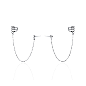 Wmg4375 Độc đáo phong cách sterling bạc 925 hình chữ C Ba tai clip một loại đa-mặc Dài Tai Chuỗi Bông tai - Product Image 1