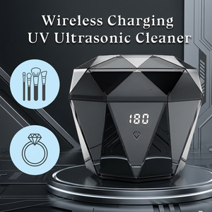 Nettoyeur ultrasonique portable électrique OEM en gros pour bijoux, prothèses dentaires et maquillage, style diamant, mini brosse UV - Product Image 1