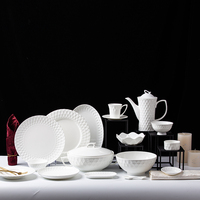 Witte Chinese porseleinen dinerbordenset, fijn beenporselein, fruit servies, vintage borden