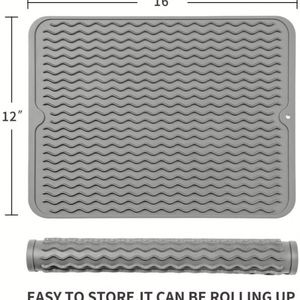 Tapis de séchage de vaisselle en silicone pliable pour évier de cuisine tapis de protection vaisselle de Table tapis de vidange maison anti-moisissure Mat16 pouces X 12 Inc - Product Image 4