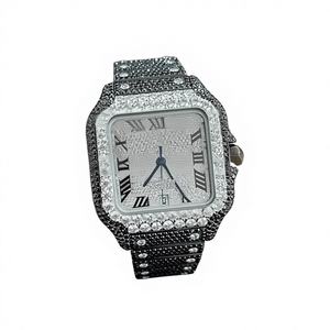 Luxury Square Dial Stainless Steel Moissanite Iced Out Mechanical Hip Hop Wrist <b>Watch</b> for <b>Men</b> with Glass Crystal - Product Image 1