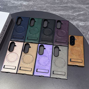 Funda de teléfono Vintage de cuero PU con soporte plegable para <span class=keywords><strong>Samsung</strong></span> Galaxy Z <span class=keywords><strong>Fold</strong></span> 7 6 5 4 <span class=keywords><strong>3</strong></span> cubierta magnética fuerte de carga inalámbrica - Product Image 6