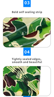 Sac refermable en PE imprimé camouflage, pochette à fermeture éclair avec trou de suspension, logo personnalisé pour le stockage d'aliments et de matériel