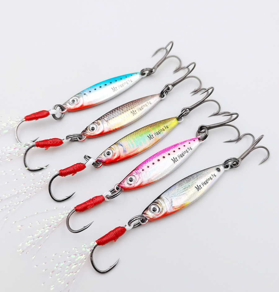 Lot De 5 Leurres Métal Pour Pêche En Mer Ou Rivière – Chute Lente – Tailles 7-17cm
