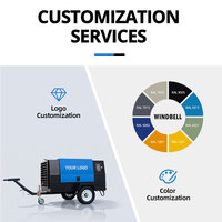 Compresseur d'air portable à moteur diesel à vis rotative 12 bars 450cfm 375cfm 185cfm pour machine de forage de pierre - Prix compétitifs