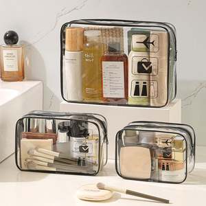 Sac de voyage transparent HANFEIZI en PVC avec grande fermeture éclair pour maquillage et accessoires - Product Image 1