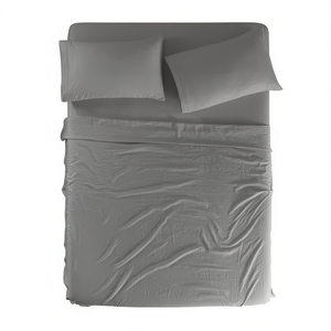 Set di Lenzuola con Angoli Elasticizzati Viasoft, Grigio, 100% Poliestere, Misura Matrimoniale, Design Semplice Lavato, Biancheria da Letto per Casa - Product Image 1