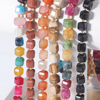 Perles de pierre cubique facettées naturelles, tourmaline carrée, apatite, jade, utilisées pour la fabrication de bijoux, accessoires de bracelet DIY, 15 pouces