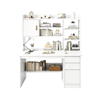 Bureau d'ordinateur de bureau, bureau domestique avec étagère intégrée, bureau simple avec bibliothèque combinée, bureau d'étudiant pour chambre à coucher