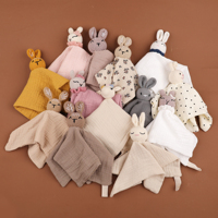 Couverture en coton 100% pour bébé, super douce, peluche, jouet lapin, couverture pour bébé avec jouets animaux, ensemble doux pour la peau pour bébés