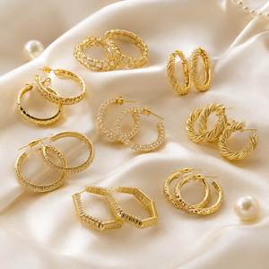 Jewelry Fashion Elegant Simple 14k Gold <b>Earring</b> Womens Luxury Crystal CZ Hoop <b>Earring</b> - Product Image 6