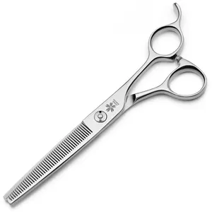 Cherry pet beauty scissors with a straight handle 6-inch fine trimming thin tooth scissors imported 440C dog trimming scissors