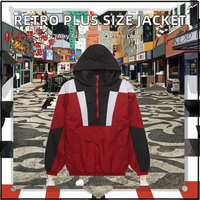 Veste Homme Personnalisée Grande Taille à Capuche, Patchwork, Broderie Hiver, Style Rétro Années 80-90, Légère, Manches Classiques, Fermeture Éclair en Nylon