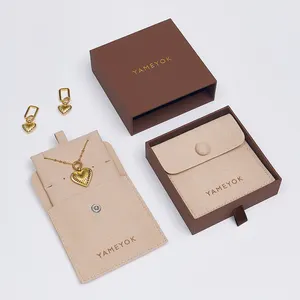Boyang colar de presente de microfibra impresso personalizado, saco de embalagem de joias e caixa