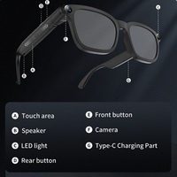 Lunettes de soleil intelligentes avec stabilisation d'image 8MP, enregistrement vidéo, traduction audio, réveil vocal et reconnaissance d'image