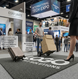 Gazon artificiel personnalisé avec logo, revêtement de sol de luxe pour salons professionnels, tapis en gazon commercial à motifs incrustés pour les boutiques éphémères de marque et les expositions - Product Image 3