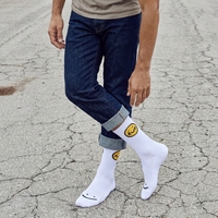 Chaussettes de cyclisme avec visage souriant personnalisées Chaussettes de haute qualité Chaussettes de cyclisme à compression Coolmax en nylon pour la course à pied