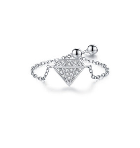 S925 Silver Geometric Diamond Shape <b>Ring</b> Pave Setting <b>Crystal</b> Rhinestone Minimalist Unisex Everyday Wear - Product Image 1