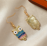 Pendientes colgantes con forma de búho de dibujos animados, coloridos y bonitos, joyería versátil para mujer estilo bohemio