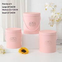 Penawaran Spesial Set Hadiah Ember Bulat Tiga Buah Warna Solid untuk Kemasan Rangkaian Bunga