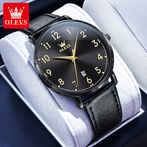 Reloj de Pulsera de Lujo para Hombre con Correa de Cuero, Logotipo Personalizado ODM OEM, Venta al Por Mayor, Bajo MOQ, Resistente al Agua, Luminoso, de Cuarzo - Product Image 1