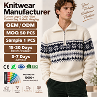 Pull en maille jacquard personnalisé à demi-zip, motif Fair Isle, pour un usage quotidien polyvalent automne-hiver