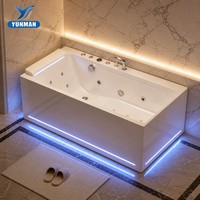Baignoire de Luxe Personnalisée Autoportante Moderne pour Spa avec Massage du Cou, Hydromassage, LED Sous-Marine, Acrylique Blanc Écologique