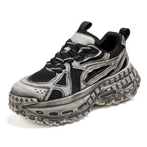 Chaussures vintage pour hommes, nouveau style transfrontalier, baskets décontractées à semelle épaisse quatre saisons, chaussures de sport tendance effet vieilli - Product Image 6