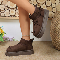 Bottes de neige à plateforme pour femmes, décor à nœuds, en faux daim, semelle épaisse, doublure moelleuse, bottines chaudes à enfiler, 3 couleurs