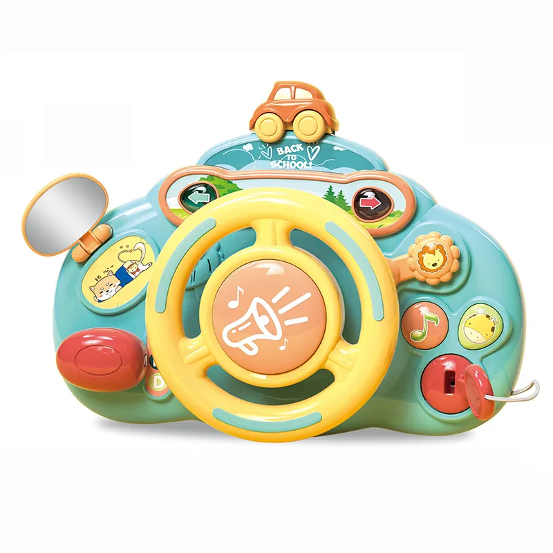2023 Simulation Multi-function Learning Musical Light Up Electric Baby Car Steering Wheel Toys From 12 to 18 Months For Toddlers