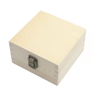 Juego de cajas de almacenamiento de madera, organizador de joyas de color madera natural, caja de embalaje de madera maciza con diseño de tapa abatible para almacenamiento de joyas - Product Image 3
