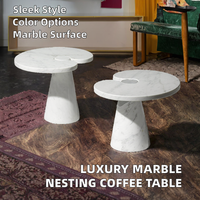 Table basse d'appoint moderne de luxe en bois, plateau en verre blanc Carrara, meuble de salon, plateau élégant de style nordique