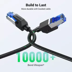 Câble Ethernet Cat8 avec connecteurs RJ-45 à angle droit, gaine en nylon tressé, conducteur en cuivre, bande passante de 2 GHz, longueur de 2 m, Ugree - Product Image 6