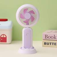 Ventilateur de poche pliable, 3 vitesses réglables, rechargeable par USB, ventilateur de bureau portable avec base, lumière LED, ventilateur de poche pour se rafraîchir