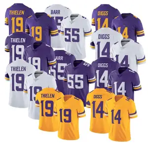 Customized American football clothes Stitched Sublimation Embroidery 55#BARR 19#THIELEN 14#Diggs football Jersey for Men