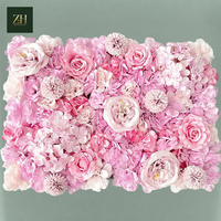 Panel Bunga Buatan Mewah 60*40cm, Panel Bunga Sutra Mawar Hydrangea Ranunculus Warna Dusty Mauve, Dekorasi Dinding untuk Interior Kafe