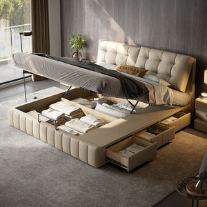 Многофункциональная кровать класса люкс с обивкой из ткани Cloud, с ящиками для хранения, новинка 2025 года, минималистичная, размер <span class=keywords><strong>King</strong></span>, для главной спальни, свадебная кровать - Product Image 5