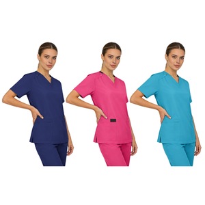Women's V-Neck Scrub Top Short Sleeve Moisture Wicking Hospital Uniform For Nurses Medical Workwear Size S XXL - Product Image 4