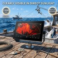 Écran de moniteur marin étanche IP68, tactile, lisible, avec lentille polarisée, haute luminosité 1000-2000 nits, 12,1, 15,6, 18,5, 21,5 pouces