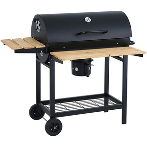 Parrilla de <span class=keywords><strong>Carbón</strong></span> Grande y Moderna de Hierro para Exteriores con Mesas Laterales, <span class=keywords><strong>Ruedas</strong></span>, Carrito Portátil, Ahumador para Patio, Jardín y Cocina - Product Image 3