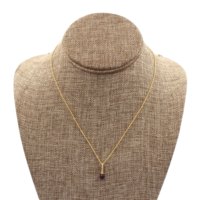 Collier pendentif fait main en argent sterling 925 plaqué or 18 carats avec pierre grenat en forme de goutte, chaîne ajustable et tendance