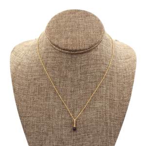 สร้อยคอเงินแท้ชุบทองรูปทรงหยดน้ำประดับพลอยโกเมน สร้อยคอทำมือ สำหรับงานหมั้น งานแต่งงาน งานเลี้ยง - Product Image 4