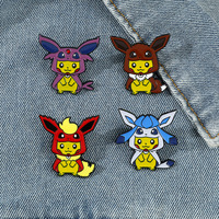 Broche Pokémon en métal, badge mignon de dessin animé, accessoire d'anime, épinglette en émail sur le thème du sport et de la mode, pour artisanat et cadeaux, finition laiton brossé