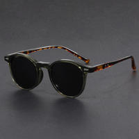 Lunettes de soleil Tortoise Shell pour hommes, monture ronde en acétate, verres teintés, style rétro vintage, pour la conduite, vente en gros, logo personnalisé