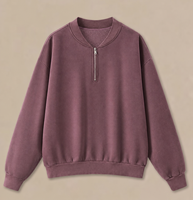 Sweat-shirt pour homme en molleton bouclette épais, col zippé quart de tour, épaules tombantes, coupe ample et oversize, personnalisable